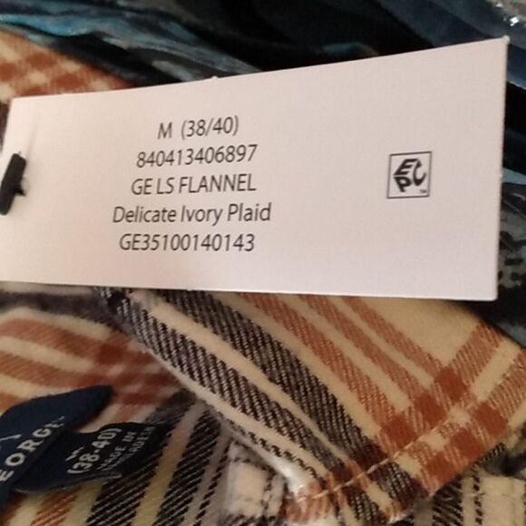 Men's super soft Ivory plaid lightweight flannel by George - Picture 9 of 13